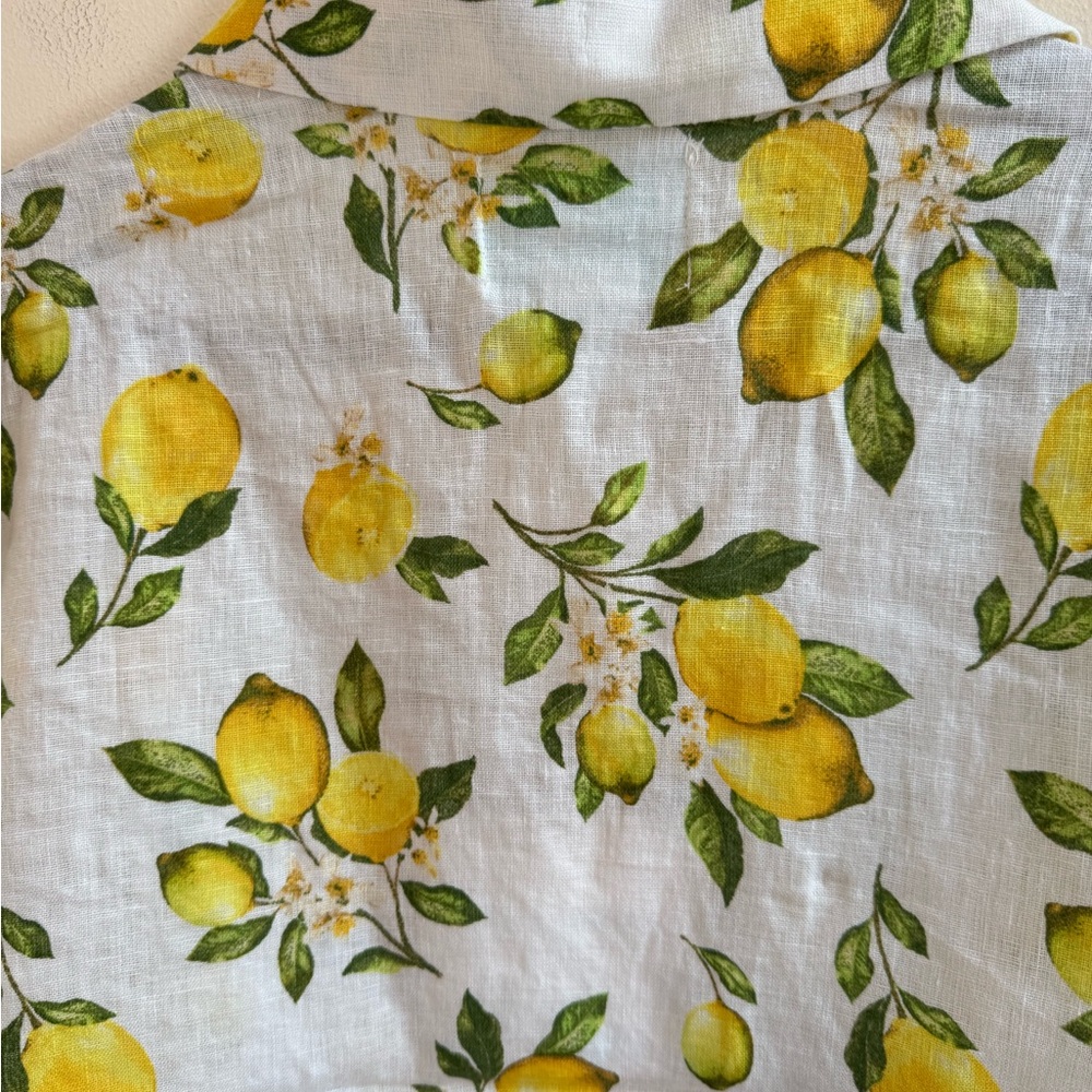 Cynthia Rowley 100% Linen Lemon Print Blouse - Picture 6 of 9